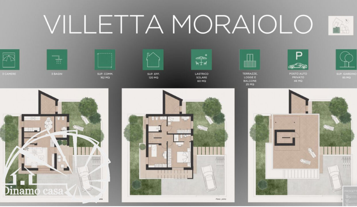 Dinamo Casa - RIF. VILLA MORAIOLO - Villa Moraiolo. Villetta di 162 mq con giardino e lastrico di 60 mq. Nuova